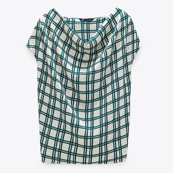 ⭐️ NWT ZARA Flowy Plaid Top ⭐️ - Picture 2 of 6